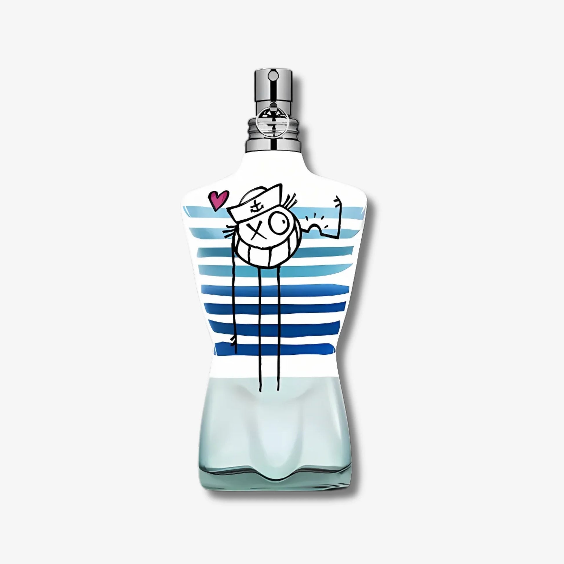 jean paul gaultier le male le fraiche perfume bottle on grey background