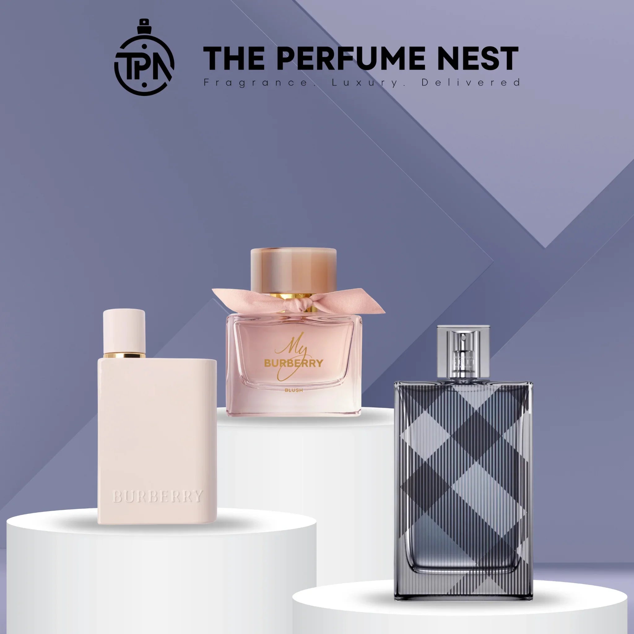 Burberry perfume collection – elegant fragrance bottles for men and women featuring signature British style and timeless scents