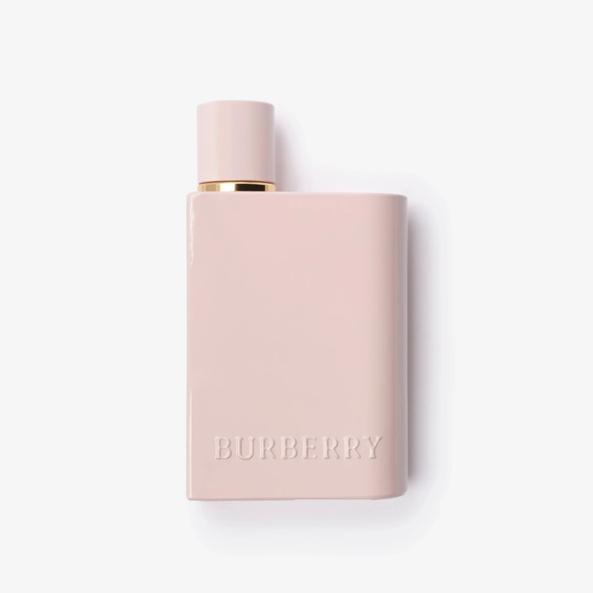 Pink Burberry perfume bottle on a white background