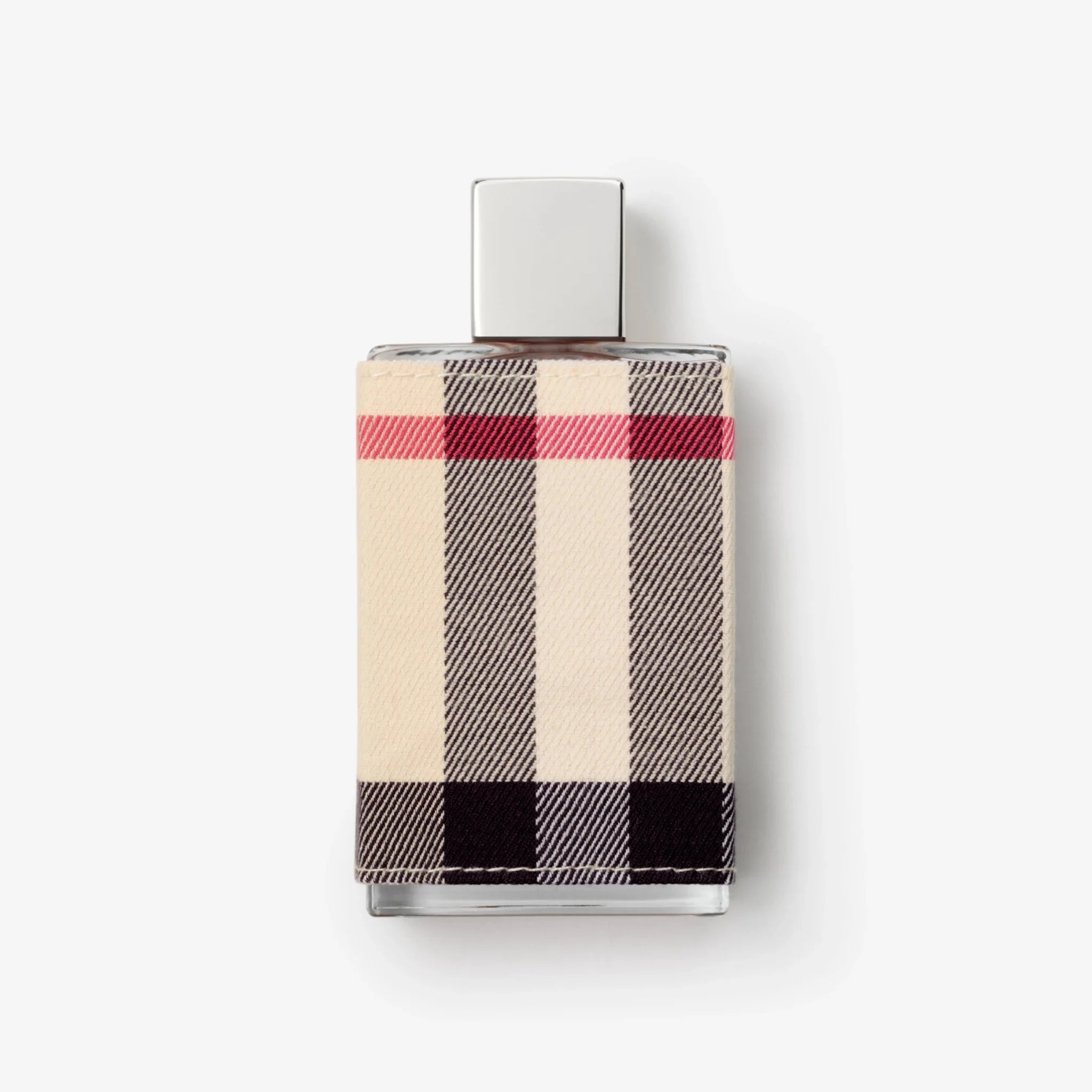 Burberry London Perfume bottle with checkered design on a white background