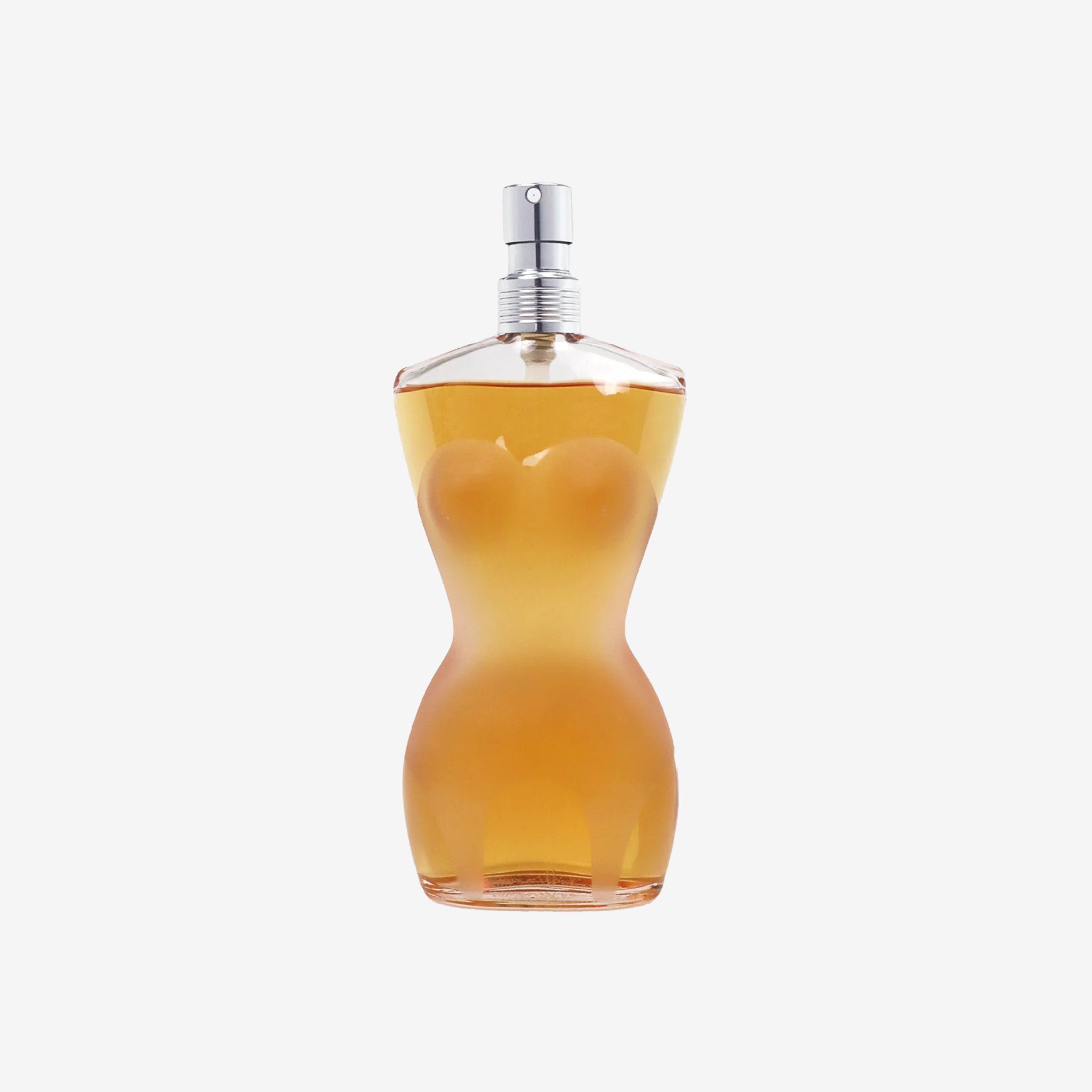Jean Paul Gaultier Classique EDT for women in pink corset bottle—original perfume with orange blossom, vanilla, and amber, long lasting fragrance