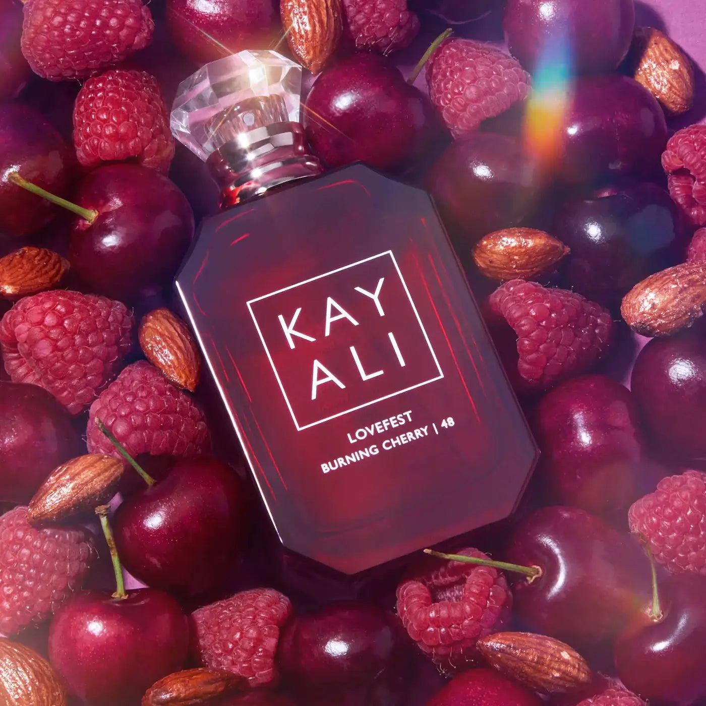 Detailed close-up of Kayali Burning Cherry 48 – imported original perfume in Pakistan