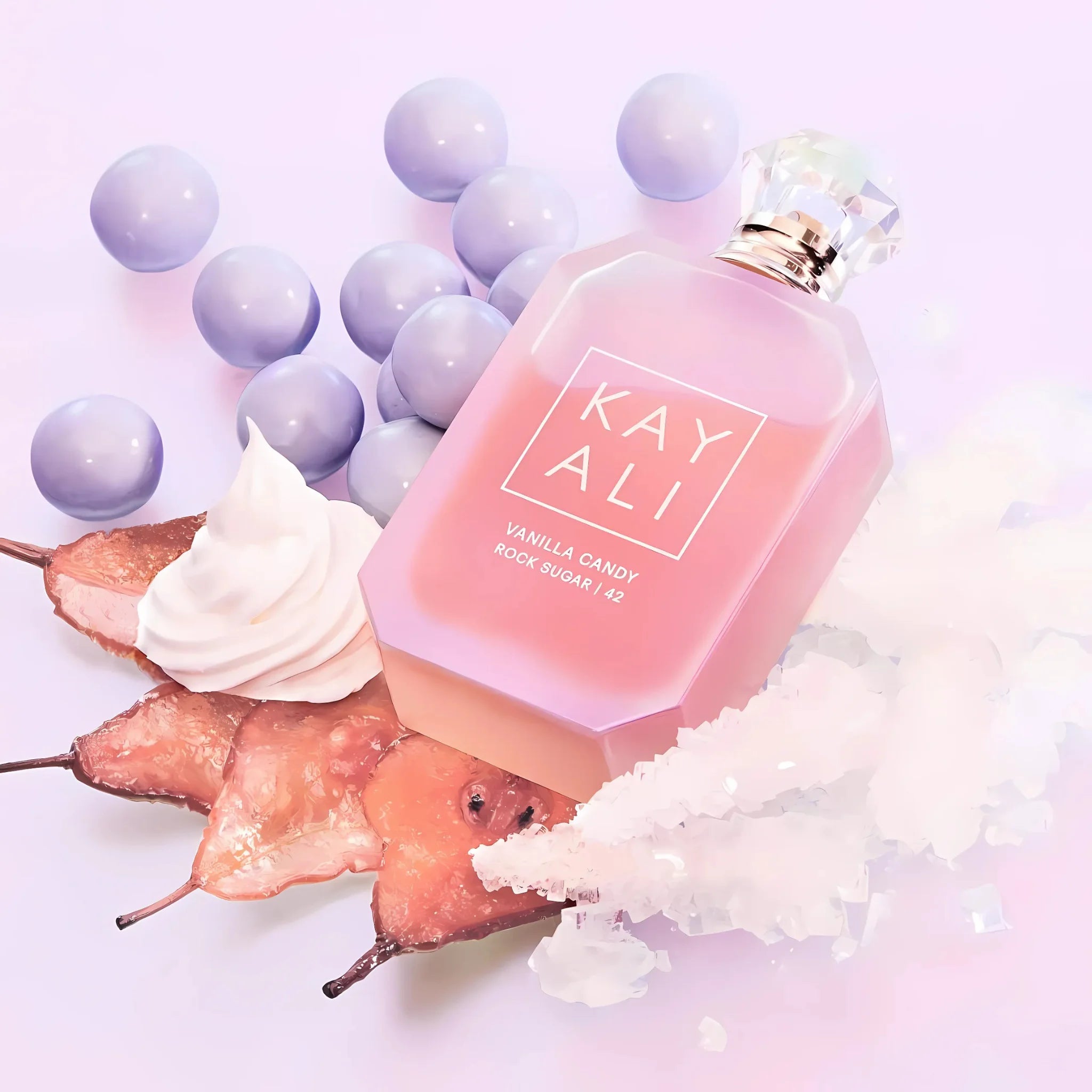 Kayali Vanilla Candy Rock Sugar 42 showcased in a stylish setting in Pakistan – premium imported fragrance